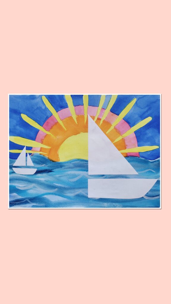 HOW TO PAINT A SUNSET PAINTING WITH BOATS