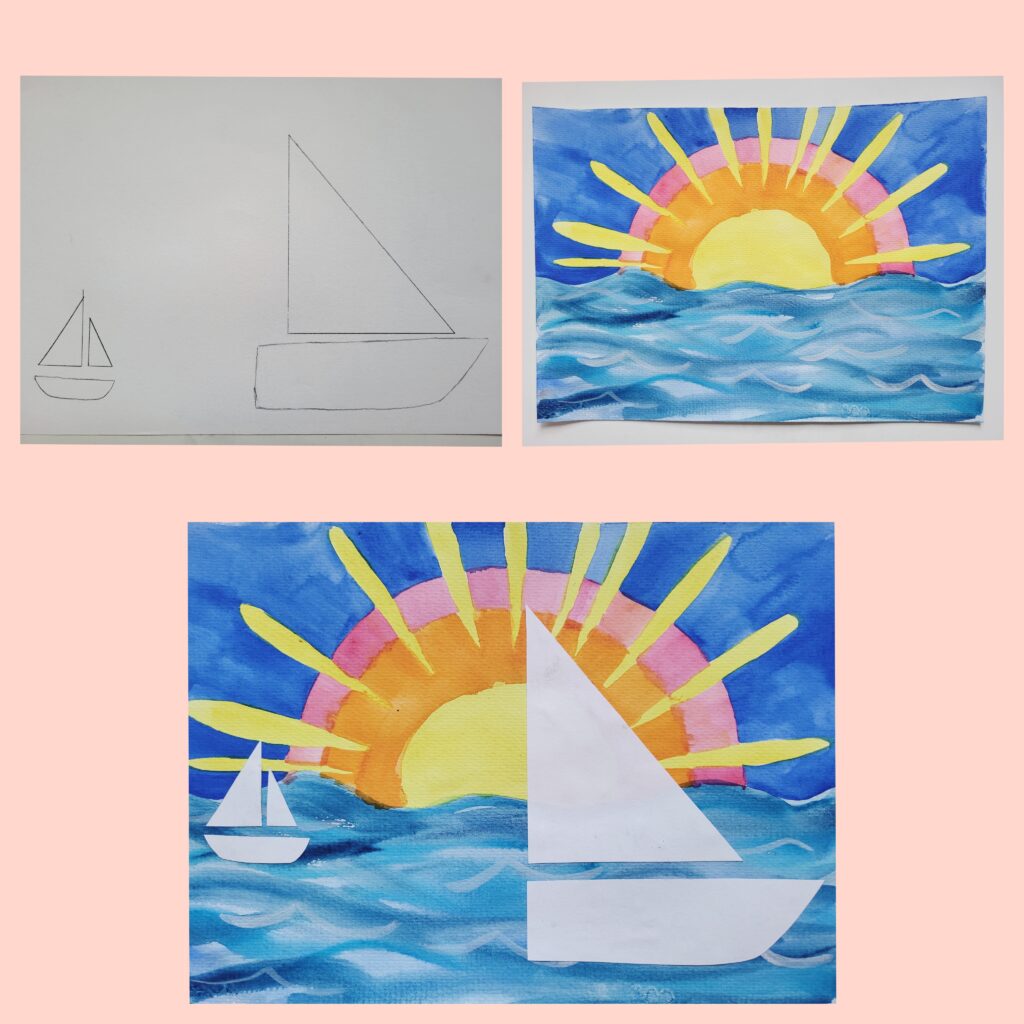HOW TO PAINT A SUNSET PAINTING WITH BOATS