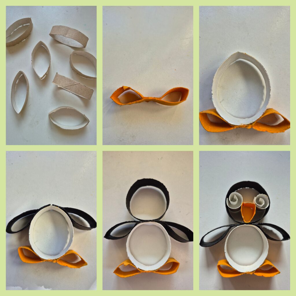 HOW TO MAKE A PENQUIN FROM RECYCLED PAPER ROLLS