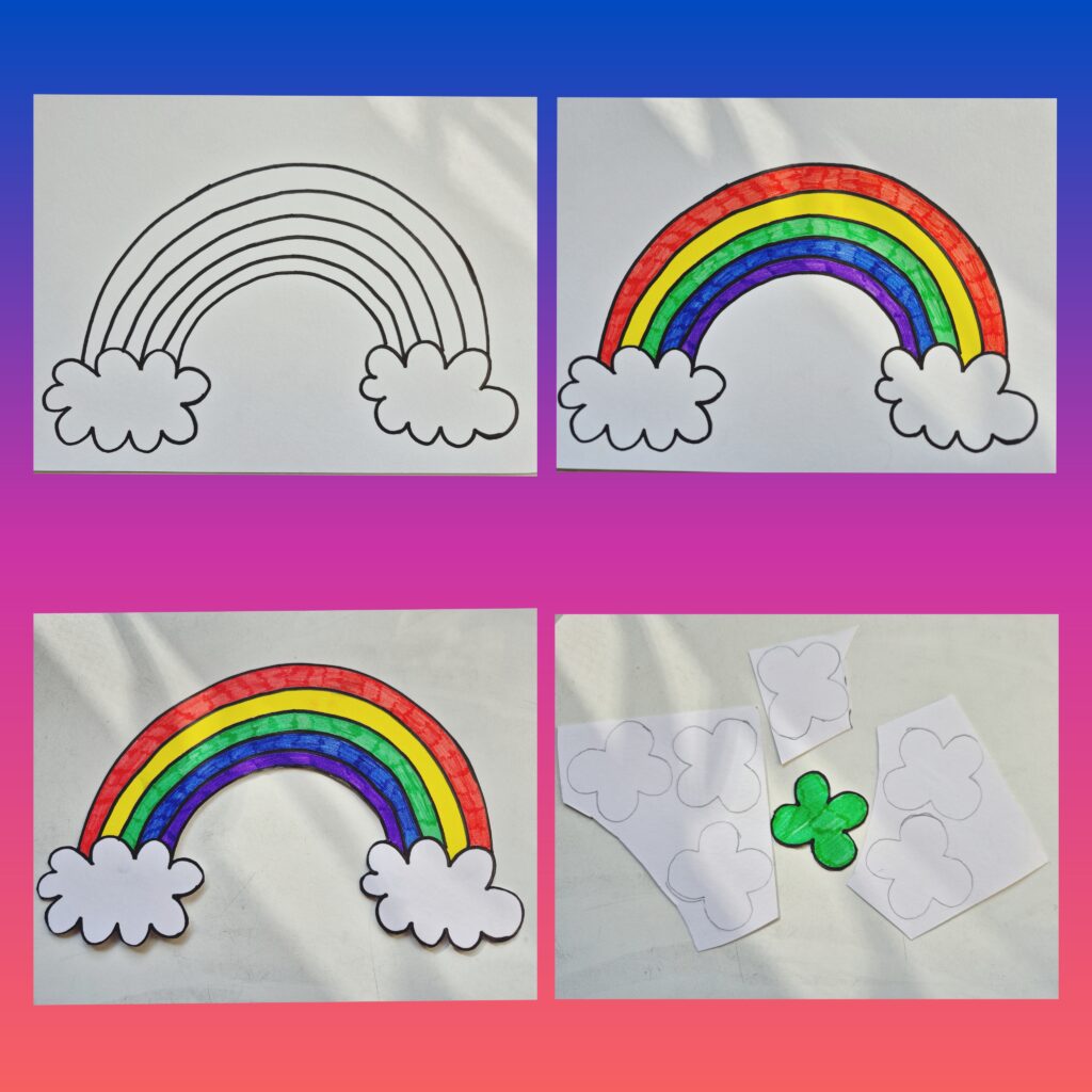 HOW TO MAKE A RAINBOW DRAWING WITH SHAMROCKS