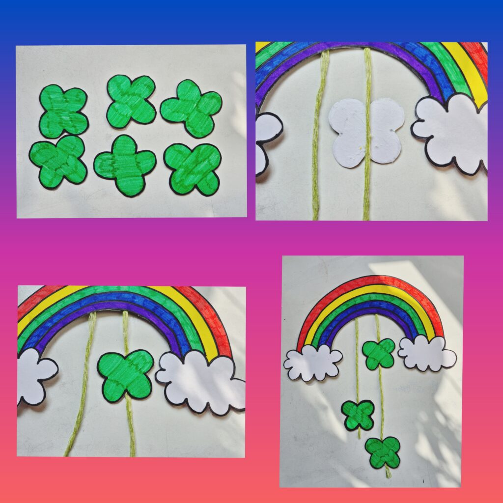 HOW TO MAKE A RAINBOW DRAWING WITH SHAMROCKS