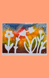 PAINT POSITIVE/NEGATIVE SPRING PAINTING WITH A SPONGE