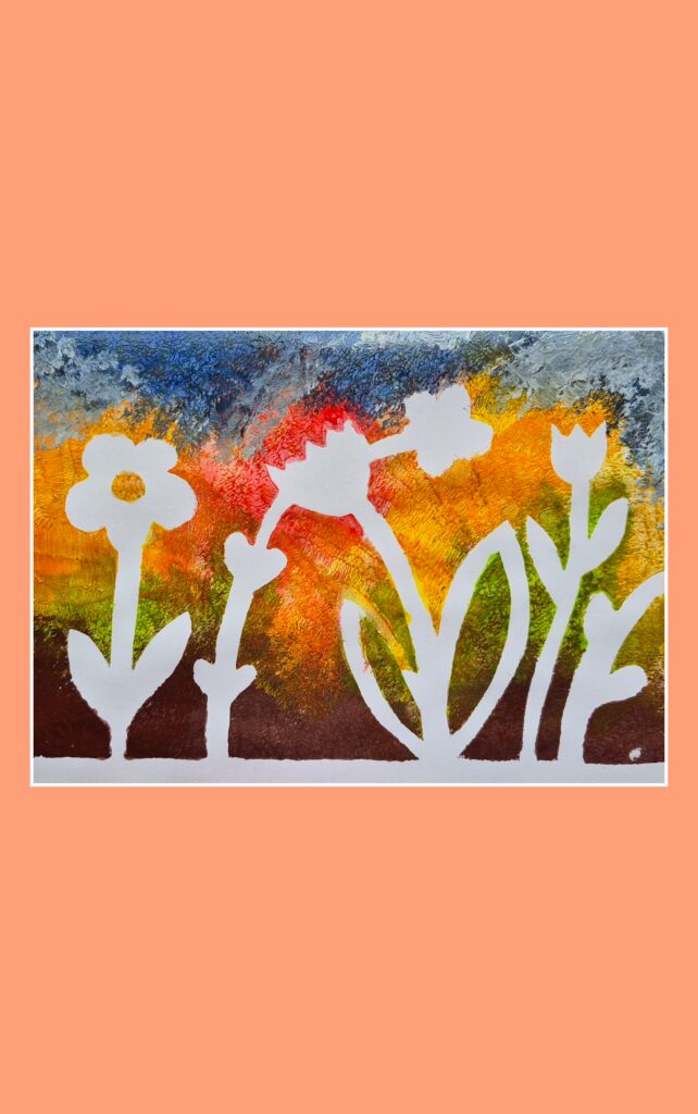 PAINT POSITIVE/NEGATIVE SPRING PAINTING WITH A SPONGE