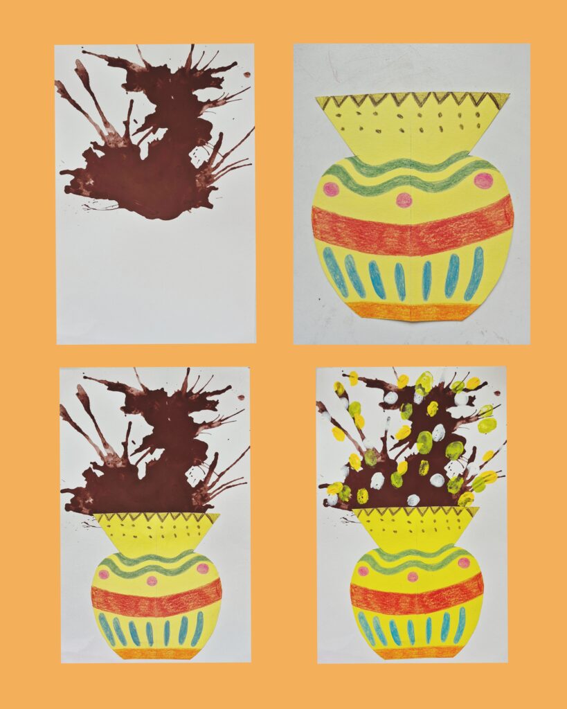 HOW TO PAINT A VASE OF SPRING FLOWERS (BLOWING WITH STRAW)